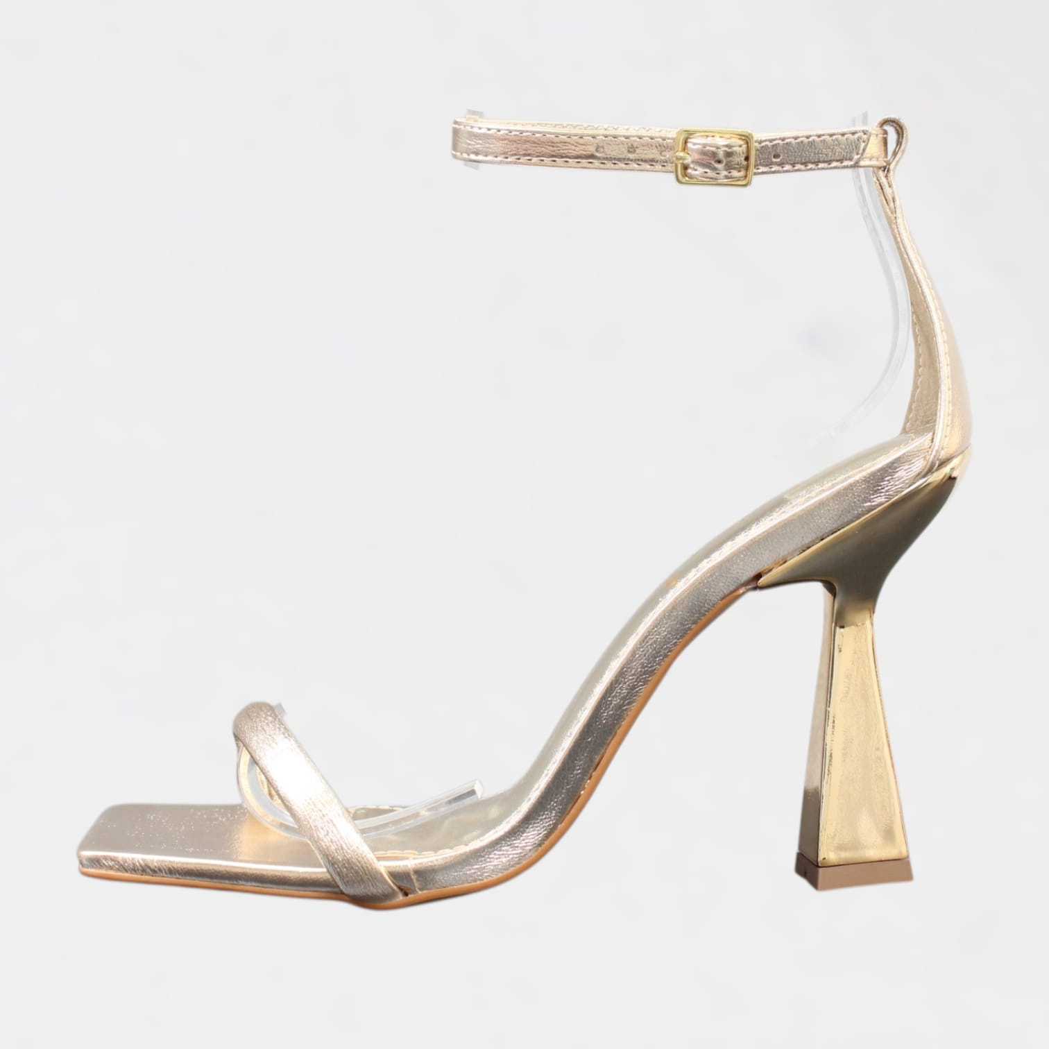 Sandália Minimalista Salto Alto Metalizado Wk Dourado