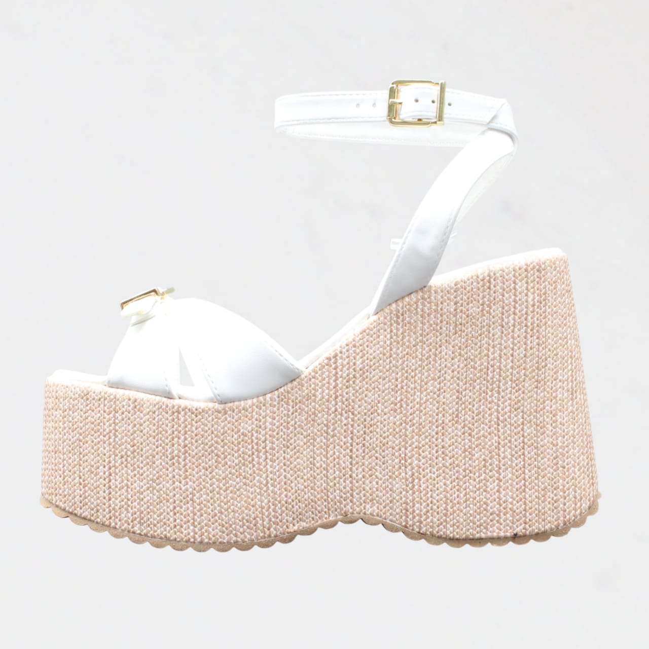 Sandália Salto Alto Anabela WK Branca