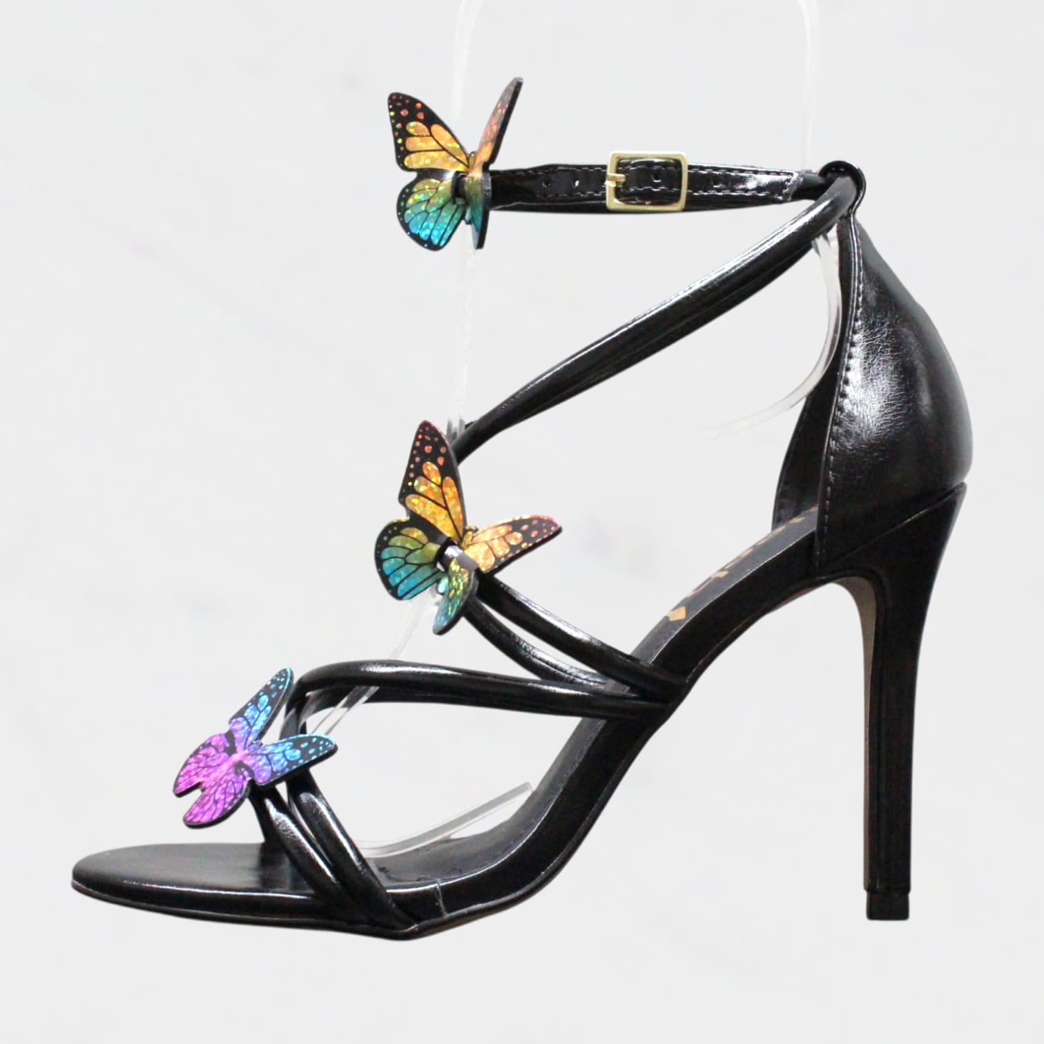 Sandália Salto Alto Wk Borboletas Preto