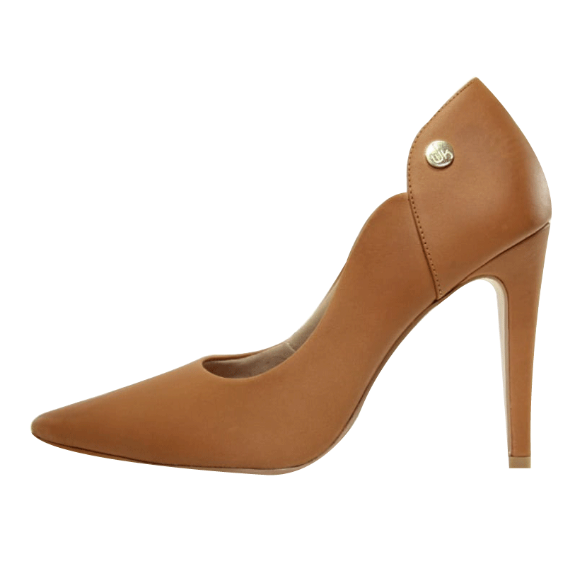 scarpin nude de couro