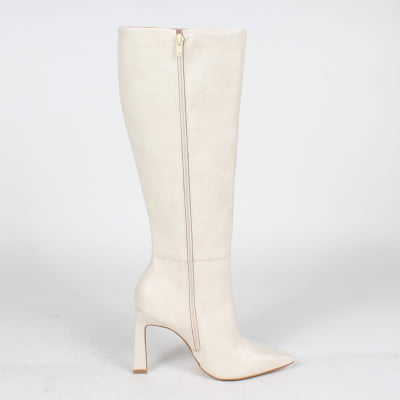 Bota Cano Alto Week Shoes Bico Fino Off White (FORMA PEQUENA)