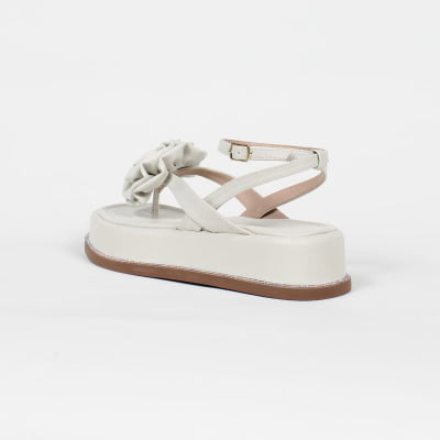 Sandália Papete Flatform Wk Birken Flor Strass Fashion