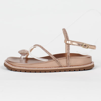 Sandália Papete Plataforma Birken WK Dedo Strass Conforto