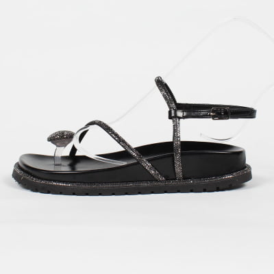 Sandália Papete Plataforma Birken WK Dedo Strass Conforto