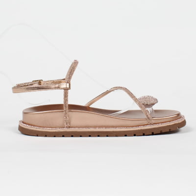 Sandália Papete Plataforma Birken WK Dedo Strass Conforto