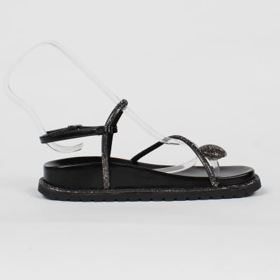 Sandália Papete Plataforma Birken WK Dedo Strass Conforto