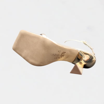 Sandália Minimalista Salto Alto Metalizado Wk Dourado