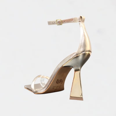 Sandália Minimalista Salto Alto Metalizado Wk Dourado