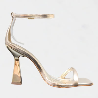 Sandália Minimalista Salto Alto Metalizado Wk Dourado Sandália Minimalista Salto Alto Metalizado Wk Dourado