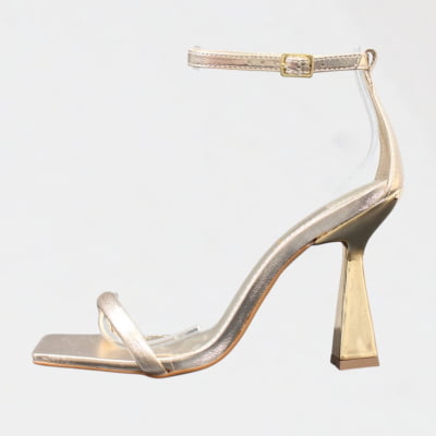 Sandália Minimalista Salto Alto Metalizado Wk Dourado Sandália Minimalista Salto Alto Metalizado Wk Dourado