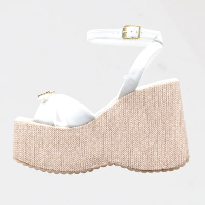 Sandália Salto Alto Anabela WK Branca Sandália Salto Alto Anabela WK Branca