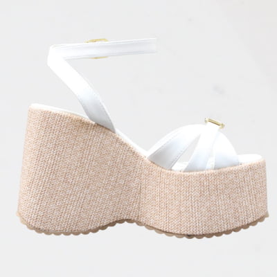 Sandália Salto Alto Anabela WK Branca