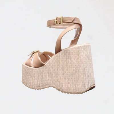Sandália Salto Alto Anabela WK Nude