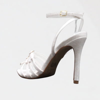 Sandália Salto Alto Bico Fino Wk  Tiras Branco Courino