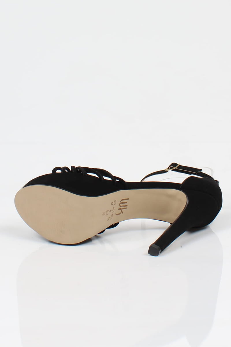 Sandália Salto Alto Meia Pata Week Shoes Nó de Tiras Preto