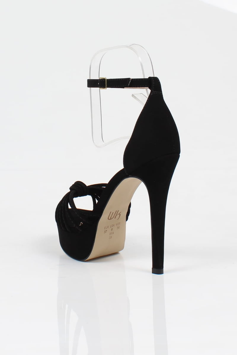 Sandália Salto Alto Meia Pata Week Shoes Nó de Tiras Preto