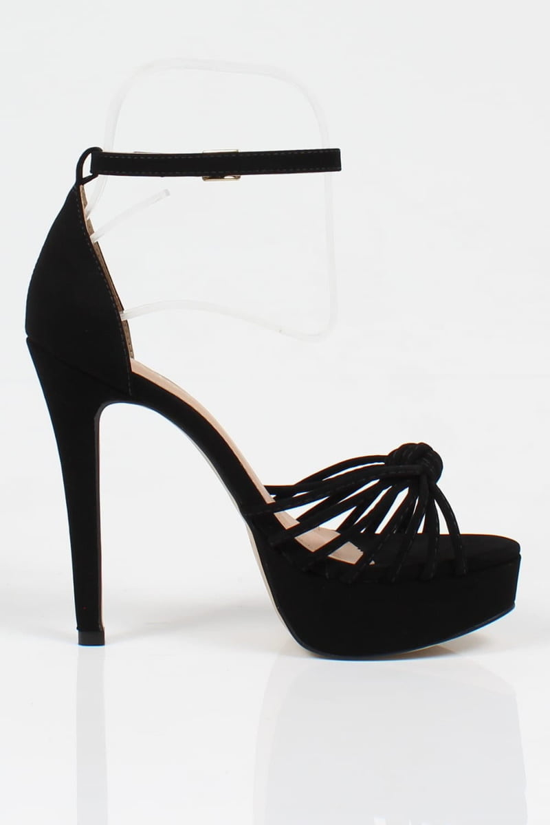 Sandália Salto Alto Meia Pata Week Shoes Nó de Tiras Preto