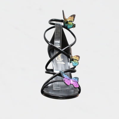 Sandália Salto Alto Wk Borboletas Preto