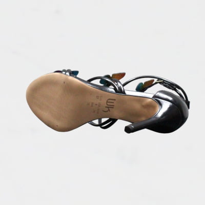 Sandália Salto Alto Wk Borboletas Preto