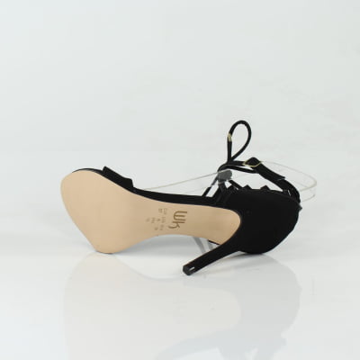 Sandália Salto Alto Wk Minimalista Piramide Duas Tiras Preto