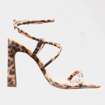 Sandália Salto Alto Wk Tiras Animal Print