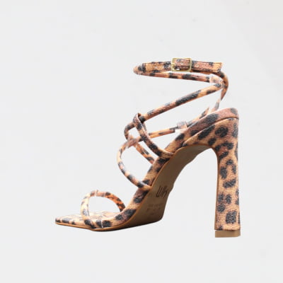 Sandália Salto Alto Wk Tiras Animal Print