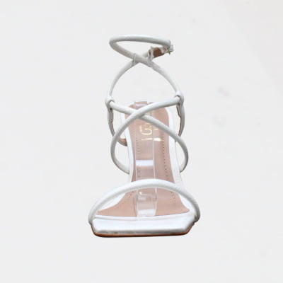 Sandália Salto Alto Wk Tiras Branco