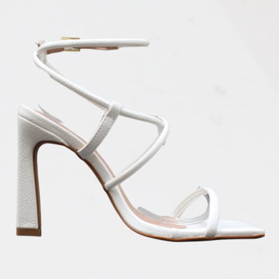 Sandália Salto Alto Wk Tiras Branco