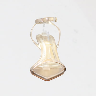 Sandália Salto Anabela Minimalista WK Bico Fino Fivela Dourado