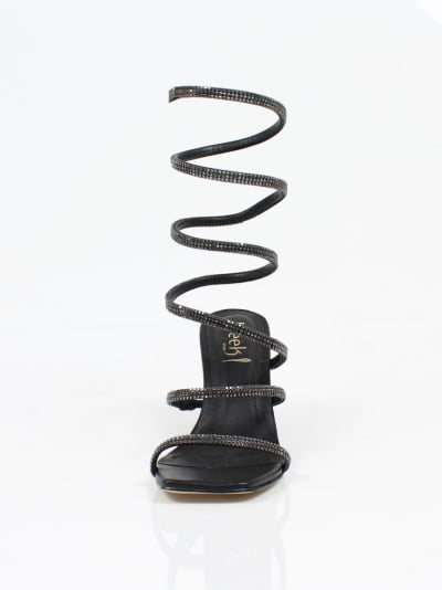 Sandália Salto Grosso Week Shoes Espiral Preto