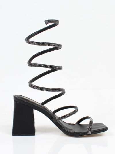 Sandália Salto Grosso Week Shoes Espiral Preto