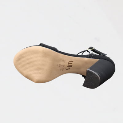 Sandália Salto Grosso Wk Minimalista Duas Tiras Preto