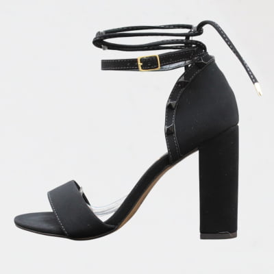 Sandália Salto Grosso Wk Minimalista Duas Tiras Preto Sandália Salto Grosso Wk Minimalista Duas Tiras Preto