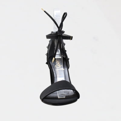 Sandália Salto Grosso Wk Minimalista Duas Tiras Preto