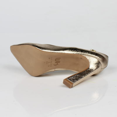 Scarpin Salto Alto Dourado Metalizado Week Shoes