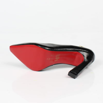 Scarpin Salto Alto Preto Sola Vermelha Week Shoes