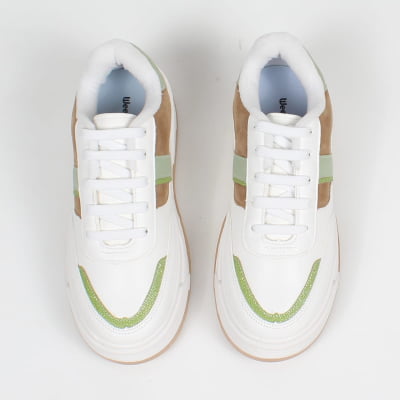 Tênis Feminino Casual Week Shoes Branco e Verde Mint